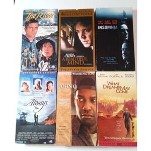 VHS Movie Lot of (6) 1990s Dramas- A Beautiful Mind,John Q, Always, Insomnia +2